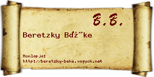 Beretzky Béke névjegykártya